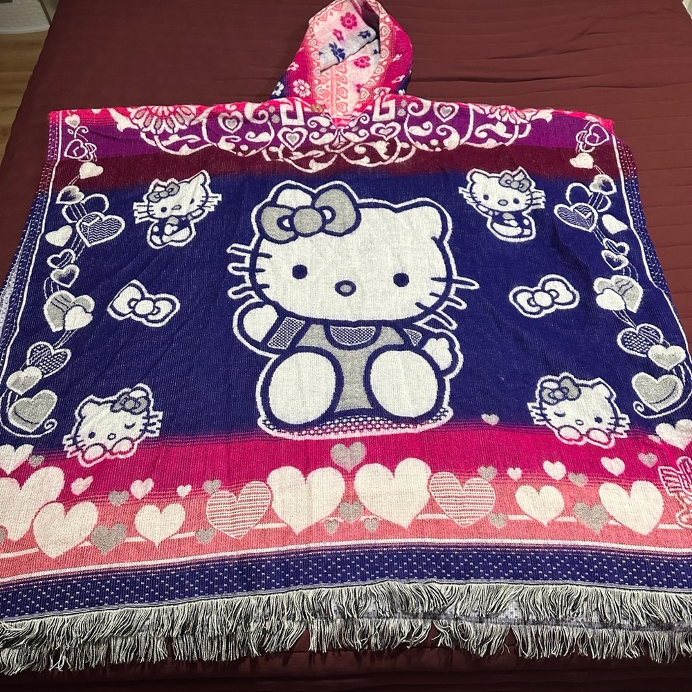 Hello kitty pink purple blue poncho